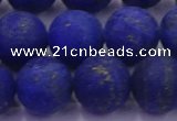 CLA75 15.5 inches 14mm round matte lapis lazuli beads wholesale