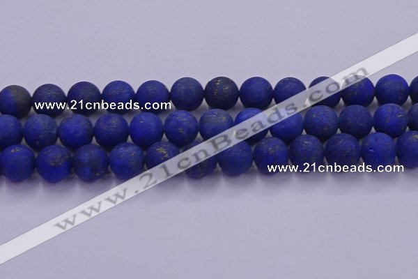 CLA75 15.5 inches 14mm round matte lapis lazuli beads wholesale