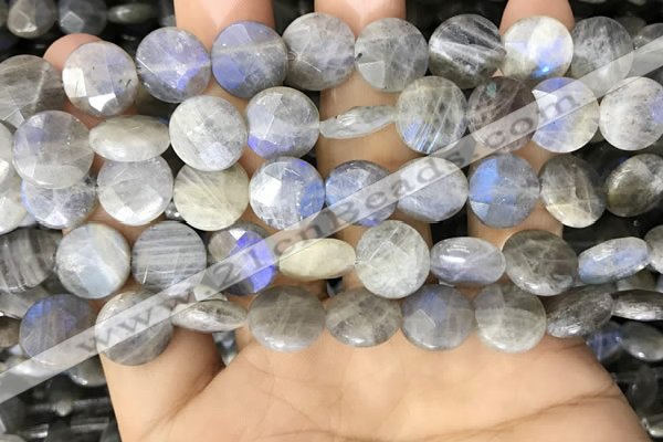 CLB1039 15.5 inches 12mm faceted coin labradorite beads wholesale