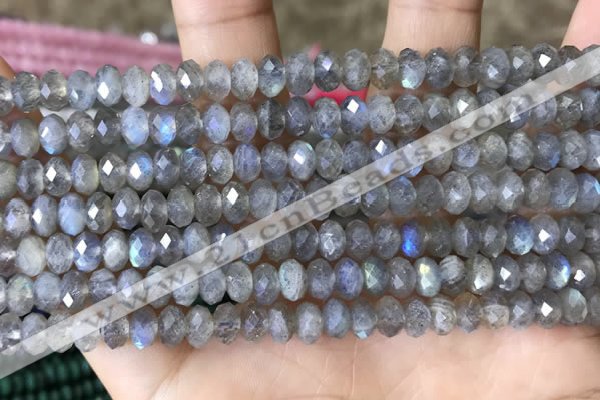 CLB1052 15.5 inches 4*6mm faceted rondelle labradorite gemstone beads