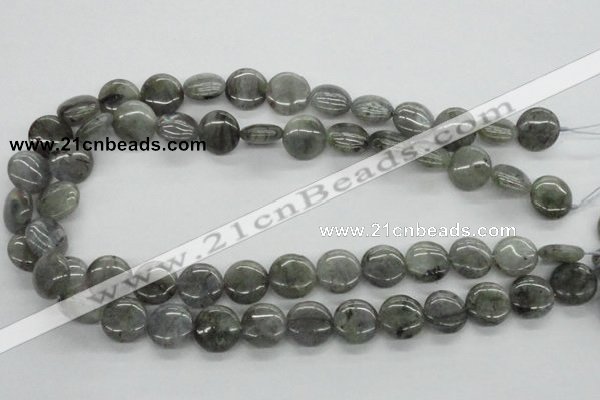 CLB106 15.5 inches 14mm flat round labradorite gemstone beads wholesale