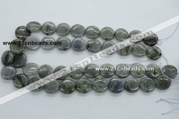 CLB107 15.5 inches 18mm flat round labradorite gemstone beads wholesale