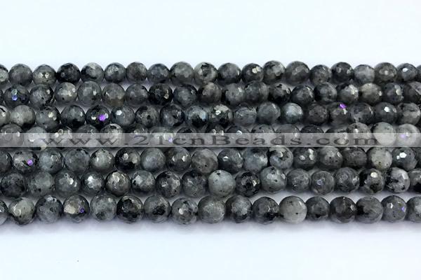 CLB1175 15 inches 6mm faceted round black labradorite beads