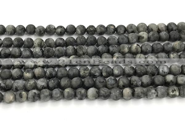 CLB1196 15 inches 6mm round matte black labradorite beads
