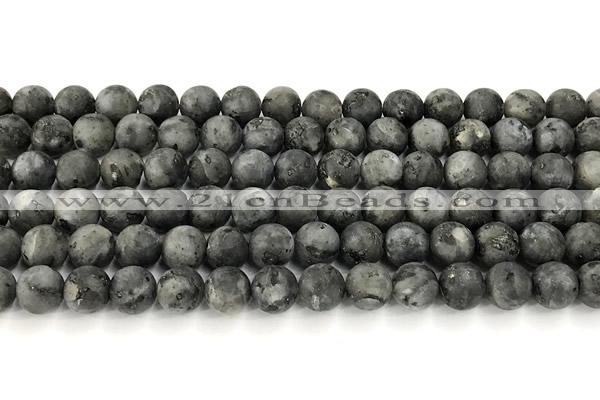 CLB1197 15 inches 8mm round matte black labradorite beads