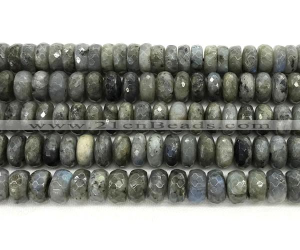 CLB1284 15.5 inches 6*12mm faceted rondelle labradorite beads