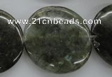 CLB139 15.5 inches 30mm flat round labradorite gemstone beads