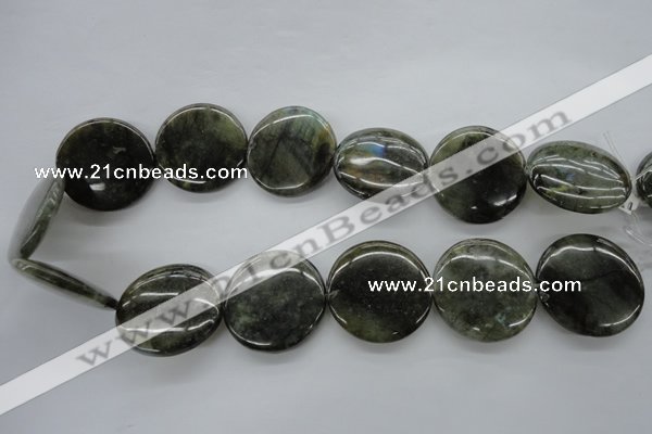 CLB139 15.5 inches 30mm flat round labradorite gemstone beads