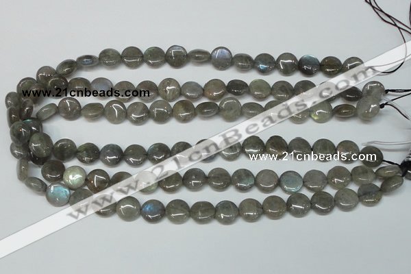 CLB168 15.5 inches 12mm flat round labradorite gemstone beads