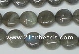 CLB169 15.5 inches 14mm flat round labradorite gemstone beads