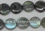 CLB170 15.5 inches 16mm flat round labradorite gemstone beads