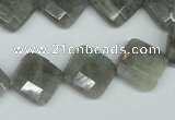 CLB182 15.5 inches 14*14mm faceted diamond labradorite beads