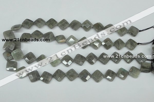 CLB182 15.5 inches 14*14mm faceted diamond labradorite beads