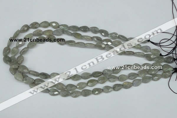 CLB183 15.5 inches 8*12mm faceted flat teardrop labradorite beads