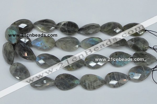 CLB186 15.5 inches 20*30mm faceted flat teardrop labradorite beads