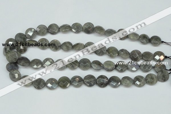 CLB191 15.5 inches 14mm faceted coin labradorite gemstone beads