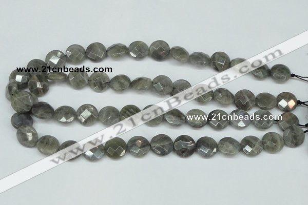 CLB192 15.5 inches 16mm faceted coin labradorite gemstone beads