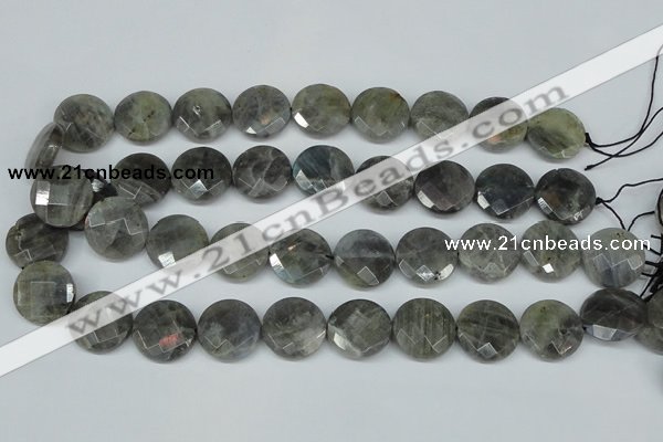 CLB193 15.5 inches 20mm faceted coin labradorite gemstone beads