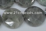 CLB194 15.5 inches 25mm faceted coin labradorite gemstone beads