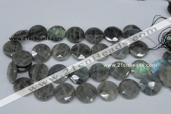 CLB194 15.5 inches 25mm faceted coin labradorite gemstone beads