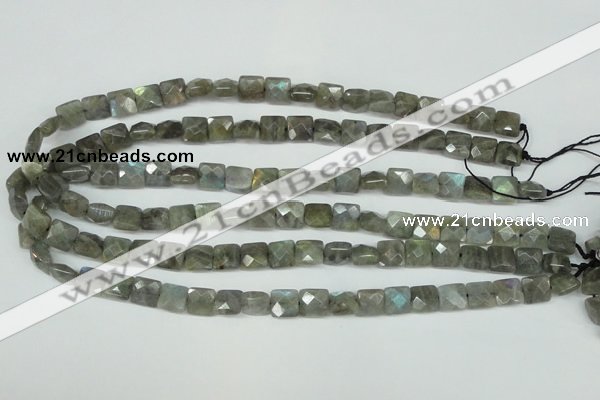 CLB199 15.5 inches 10*10mm faceted square labradorite beads