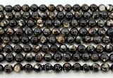 CLB2002 15 inches 8mm round black lepidolite gemstone beads