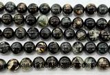 CLB2005 15 inches 14mm round black lepidolite gemstone beads