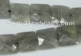 CLB201 15.5 inches 14*14mm faceted square labradorite beads