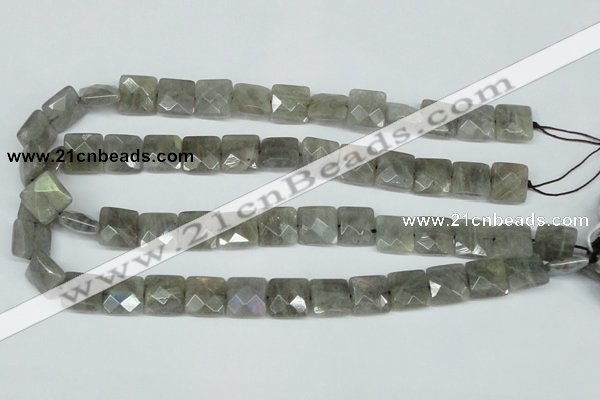 CLB201 15.5 inches 14*14mm faceted square labradorite beads