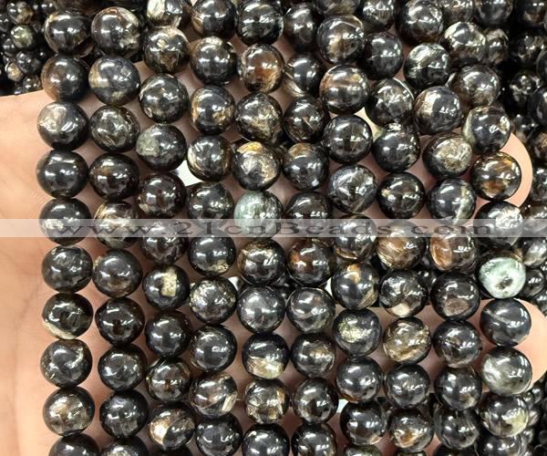 CLB2061 15 inches 8mm round black lepidolite gemstone beads