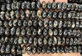 CLB2065 15 inches 6*10mm rondelle black lepidolite gemstone beads