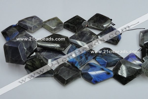 CLB219 15.5 inches 30*35mm - 40*45mm faceted freeform labradorite beads