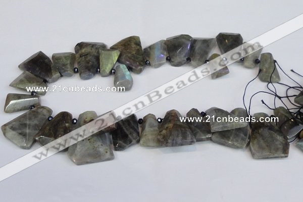 CLB222 Top drilled 15*25mm - 25*30mm freeform labradorite beads