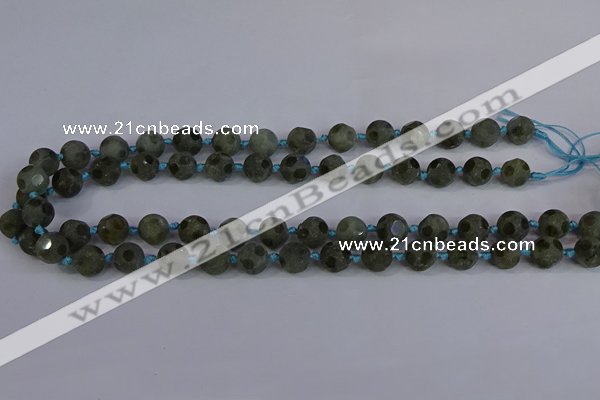 CLB230 15.5 inches 10mm faceted round matte labradorite beads