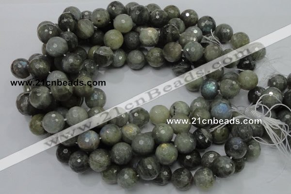 CLB25 15.5 inches 14mm faceted round labradorite gemstone beads