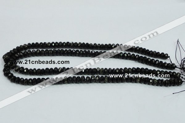 CLB303 15.5 inches 5*8mm faceted rondelle black labradorite beads