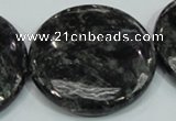 CLB315 15.5 inches 40mm flat round black labradorite gemstone beads