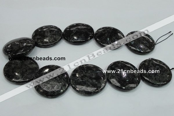 CLB315 15.5 inches 40mm flat round black labradorite gemstone beads