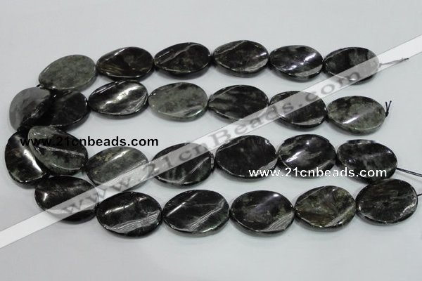 CLB318 15.5 inches 22*30mm twisted oval black labradorite beads