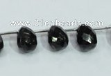 CLB319 10*14mm top-drilled faceted teardrop black labradorite beads