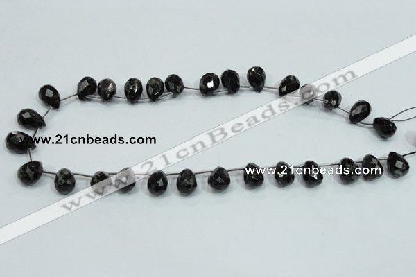 CLB319 10*14mm top-drilled faceted teardrop black labradorite beads