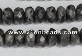 CLB322 15.5 inches 6*12mm faceted rondelle black labradorite beads