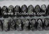 CLB323 15.5 inches 7*14mm faceted rondelle black labradorite beads