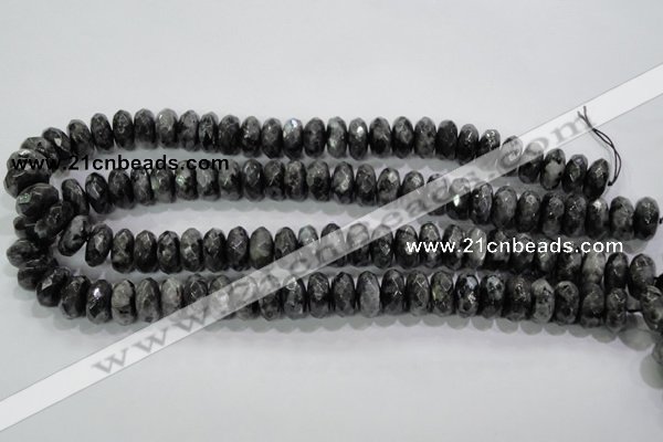 CLB323 15.5 inches 7*14mm faceted rondelle black labradorite beads