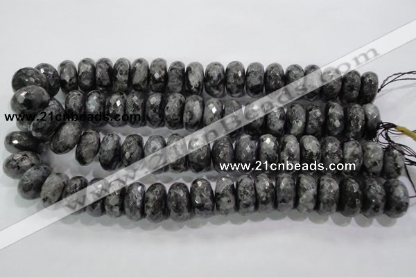 CLB324 15.5 inches 12*20mm faceted rondelle black labradorite beads