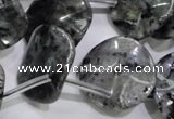 CLB326 Top-drilled 20mm wavy coin black labradorite beads