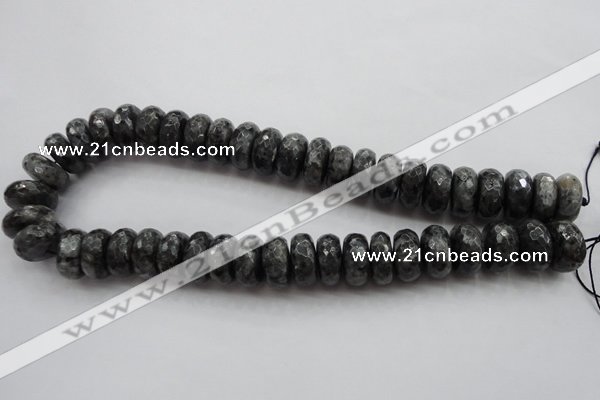 CLB332 15.5 inches 10*18mm faceted rondelle black labradorite beads