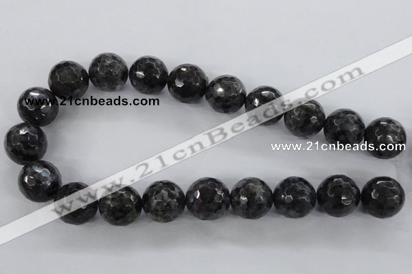 CLB366 15.5 inches 18mm faceted round black labradorite beads wholesale