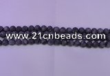 CLB370 15.5 inches 4mm round matte black labradorite beads