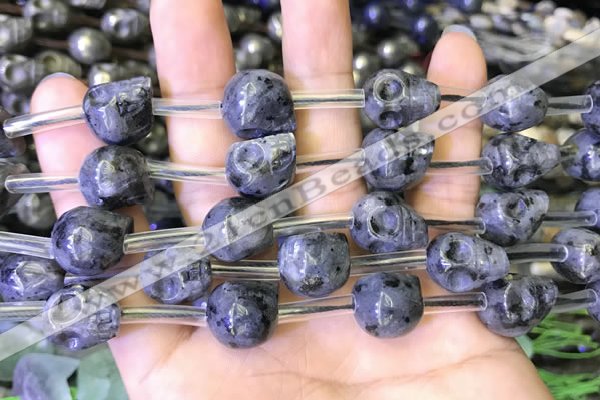 CLB378 15.5 inches 12*14*14mm skull black labradorite gemstone beads